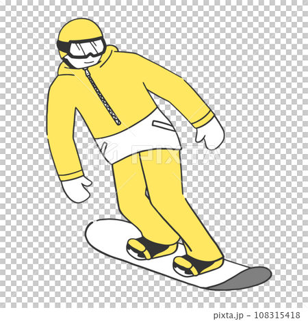 Illustration material of a man sliding vertically on a snowboard Illustration material of a man sliding vertically on a snowboard 108315418