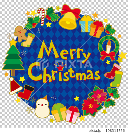 Christmas Item Circle Frame Banner/Checker/Navy 108315736