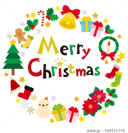 クリスマス アイテム サークルフレーム バナー/透過・白背景 108315739