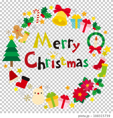 クリスマス アイテム サークルフレーム バナー/透過・白背景 108315739