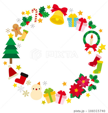 クリスマス アイテム サークルフレーム バナー/文字なし・透過 108315740