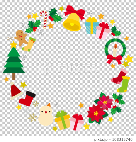 クリスマス アイテム サークルフレーム バナー/文字なし・透過 108315740