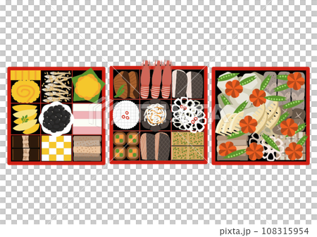 New Year dishes Osechi: 1st, 2nd, 3rd 108315954