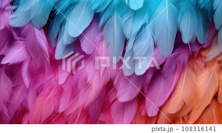 Close up of a multicolored feather background 108316141