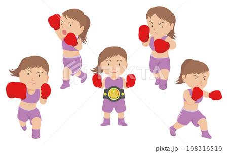 女子ボクサー イラストセット 女子ボクサー イラストセット 108316510