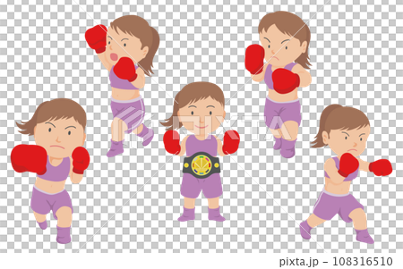 Female boxer illustration set 108316510