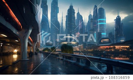Futuristic Smart City Concept Illustration Futuristic Smart City Concept Illustration 108316859