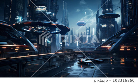 Futuristic Smart City Concept Illustration 108316860
