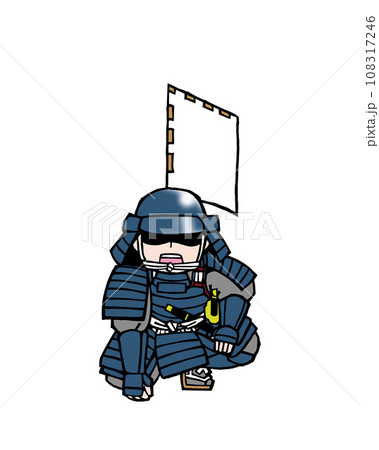 武者（伝令・前・青のイラスト素材 [108317246] - PIXTA