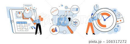 Business process. Vector illustration. Occupations in commerce require knowledge marketing and finance principles Economic management plays pivotal role in business investment decisions Accounting 108317272