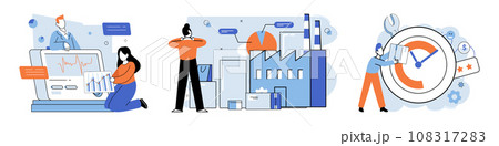 Performance indicator. Vector illustration. Strategy development is critical for improving performance Key performance indicators provide measurable objectives Performance indicators serve as guide 108317283