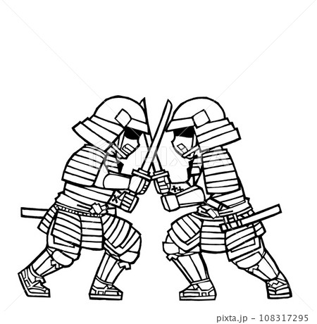武者(戦闘・モノクロ 武者(戦闘・モノクロ 108317295