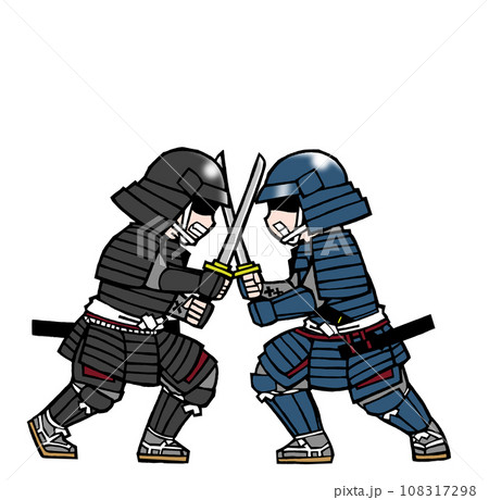 武者（戦闘・黒×青 108317298