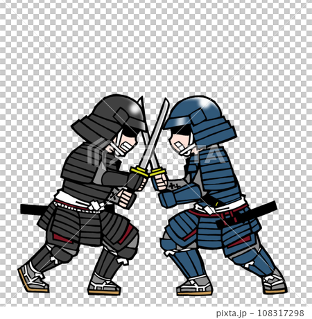 武者（戦闘・黒×青 108317298