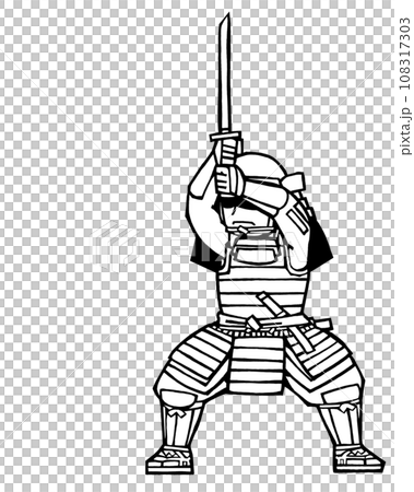 武者（戦闘・右2・モノクロ 108317303