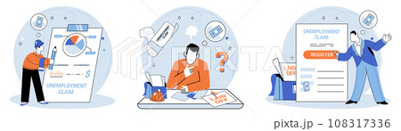 Unemployment. Vector illustration. The depressed state economy has resulted in rise in unemployment rates Career setbacks and failures can contribute to feelings hopelessness and despair 108317336