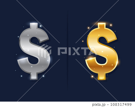The Silver and gold Dollar. Isolated Vector Illustration The Silver and gold Dollar. Isolated Vector Illustration 108317499