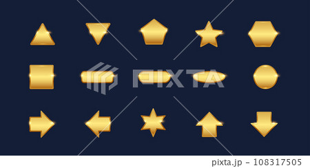 The various shapes in gold color. Isolated Vector Illustration 108317505