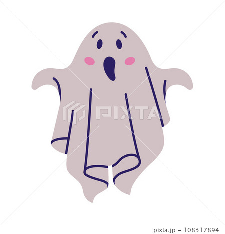 Cute Ghost Character as Flying Poltergeist Creature Vector Illustration 108317894