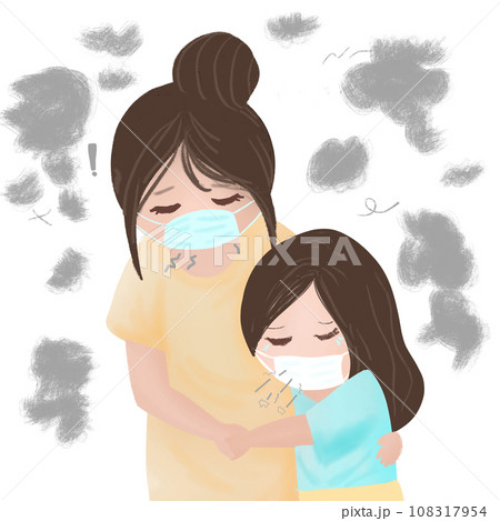 Women and girl with pollution pm2.5 ecology elements 108317954