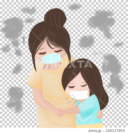 Women and girl with pollution pm2.5 ecology elements Women and girl with pollution pm2.5 ecology elements 108317954