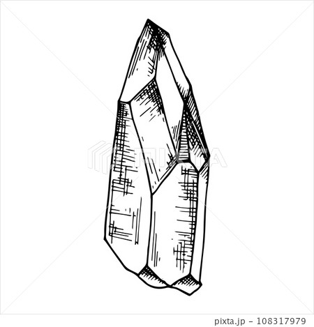 vector illustration graphic drawing in vintage style. crystal. magic crystal symbol of magic, esotericism, witchcraft. isolated on white background. modern magic	 108317979