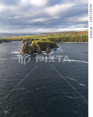Aerial view of the beautiful coast at Malin Beg in County Donegal, Ireland. Aerial view of the beautiful coast at Malin Beg in County Donegal, Ireland. 108318046
