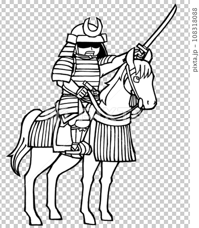 部将(騎馬かかれ・左・モノクロ 部将(騎馬かかれ・左・モノクロ 108318088