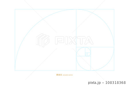 薄い水色の黄金比のテンプレート - 黄金長方形･ゴールデンスパイラルの素材 - 1:1.618 108318368