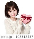 AIで生成したリボン付きのハートのバレンタインチョコの箱を持つ女の子 AIで生成したリボン付きのハートのバレンタインチョコの箱を持つ女の子 108318537