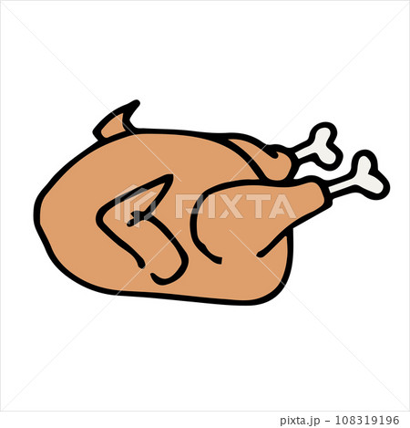 vector illustration in doodle style, carton. A simple colored drawing of a baked chicken. fried chicken, turkey. clip art festive food, food for the holiday vector illustration in doodle style, carton. A simple colored drawing of a baked chicken. fried chicken, turkey. clip art festive food, food for the holiday 108319196