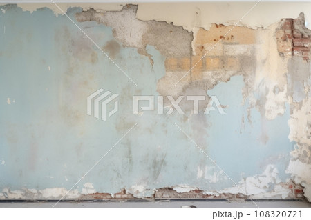 a damaged wall painted and restored 108320721