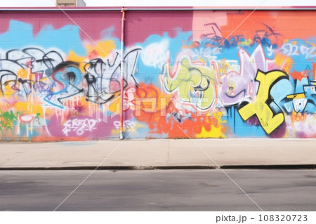a cleaned graffiti wall 108320723