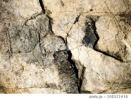 detail of cracks in cream-colored limestone 108321438