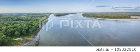 aerial panorama of Mississippi River and entrance to the Chain of Rocks Bypass Canal above St Louis aerial panorama of Mississippi River and entrance to the Chain of Rocks Bypass Canal above St Louis 108322910