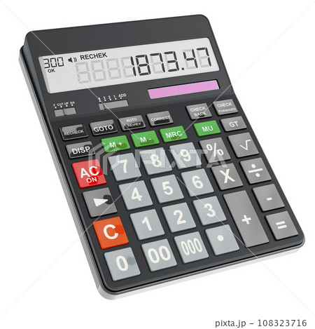 Electronic calculator, 3D rendering 108323716