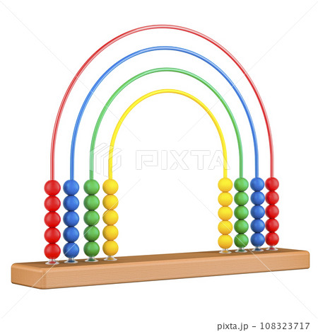 Rainbow Abacus, Wooden Education Toy. 3D rendering Rainbow Abacus, Wooden Education Toy. 3D rendering 108323717