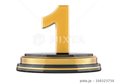 Golden 1 podium, award concept. 3D rendering Golden 1 podium, award concept. 3D rendering 108323738