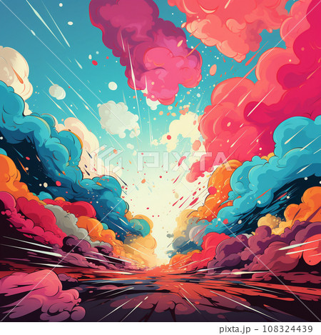 【AI生成画像】カラフルな雲の背景 108324439
