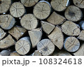 firewood storage closeup photo on summer day 108324618