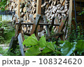 firewood storage closeup photo on summer day 108324620