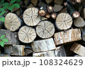 firewood storage closeup photo on summer day 108324629