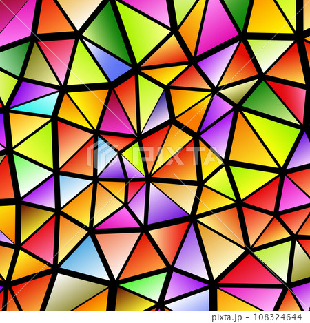 Polygonal rainbow mosaic background. Abstract low poly vector illustration. Triangular pattern in halftone style. Template geometric business design with triangle for poster, banner, card, flyer 108324644