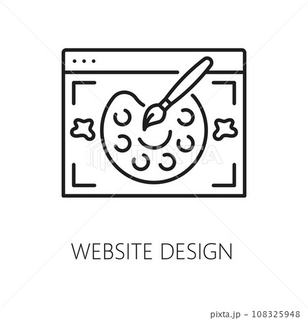 Website design, web audit icon for webpage search results optimization and performance, vector outline pictogram. SEO or content marketing icon of website design for web search results optimization Website design, web audit icon for webpage search results optimization and performance, vector outline pictogram. SEO or content marketing icon of website design for web search results optimization 108325948