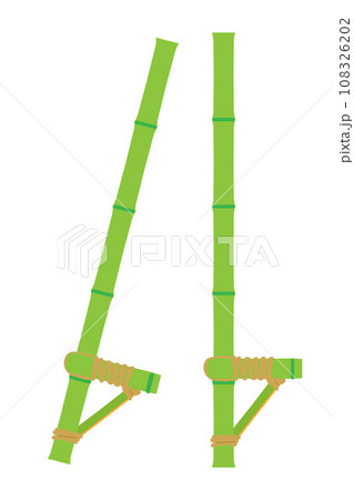 日本の昔のおもちゃ　竹馬のイラスト素材 108326202