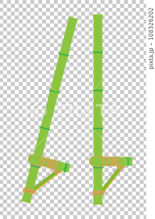 日本の昔のおもちゃ　竹馬のイラスト素材 108326202