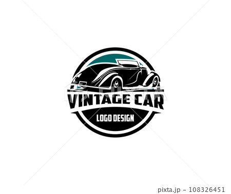 1932 Ford Caupe car. vintage car logo silhouette. isolated white background view from side. Best for logo, badge, emblem, icon, sticker design. available in eps 10 108326451