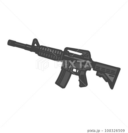 戦争で使う軍用アサルトライフル・マシンガンのイラスト 108326509