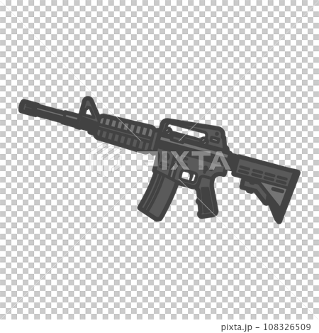 戦争で使う軍用アサルトライフル・マシンガンのイラスト 108326509