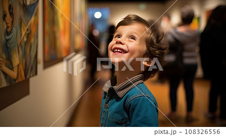 Child artist at art exhibition Child artist at art exhibition 108326556